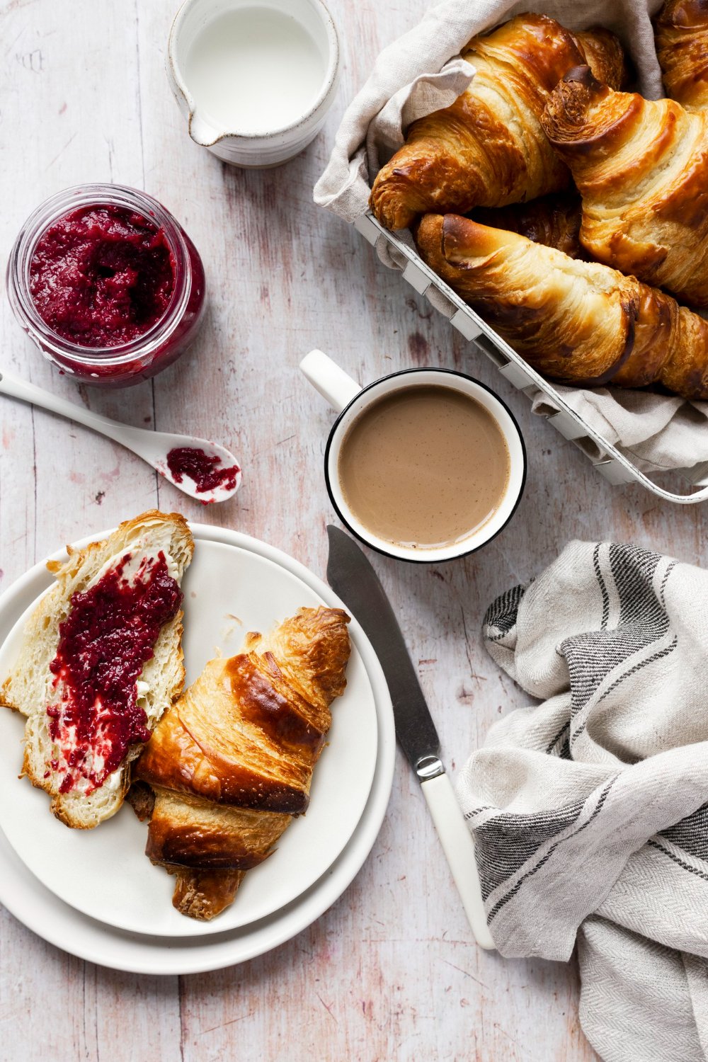 breakfast-set-flat-lay-with-croissant-and-raspberry-jam-food-photography (1)
